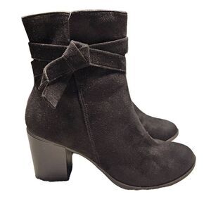 American Eagle Black Faux Suede Dressy Ankle Boots Size 9